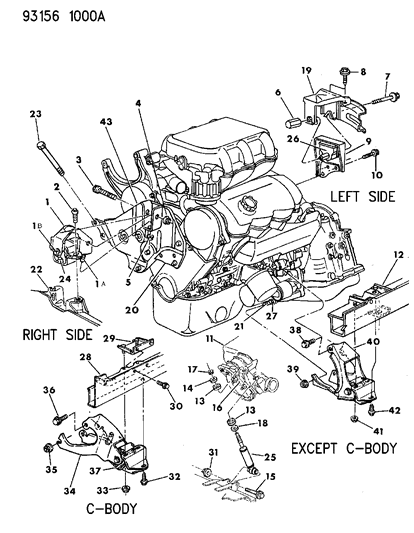 1993 Chrysler Town & Country Engine Mounting Diagram 2