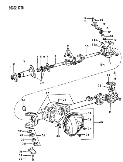 1991 Dodge Ramcharger Axle, Front Diagram 2