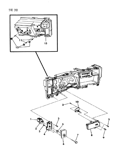 1985 Dodge Diplomat Instrument Panel Carrier & Switches Diagram