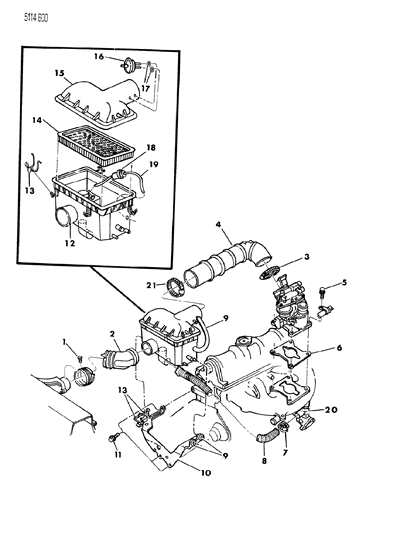 1985 Chrysler Town & Country Air Cleaner Diagram 1