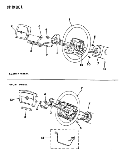 1991 Chrysler LeBaron Steering Wheel Diagram