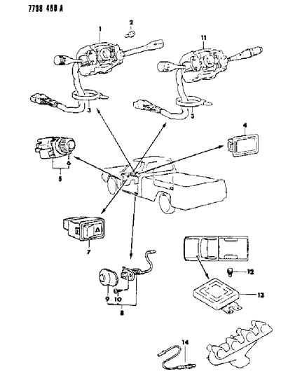 1987 Dodge Ram 50 Switches & Electrical Controls Diagram