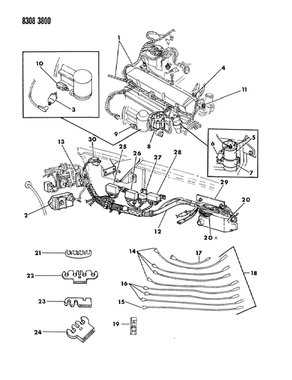 1988 Dodge W150 Wiring - Engine - Front End & Related Parts Diagram 2
