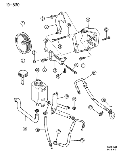 1994 Jeep Wrangler Pump Mounting - Power Steering Diagram