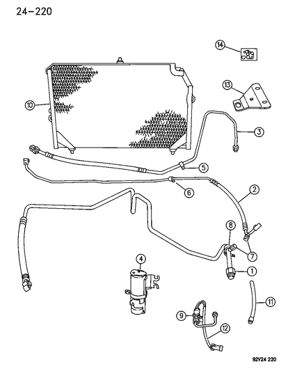 1992 Dodge Viper Plumbing - A/C Unit Diagram