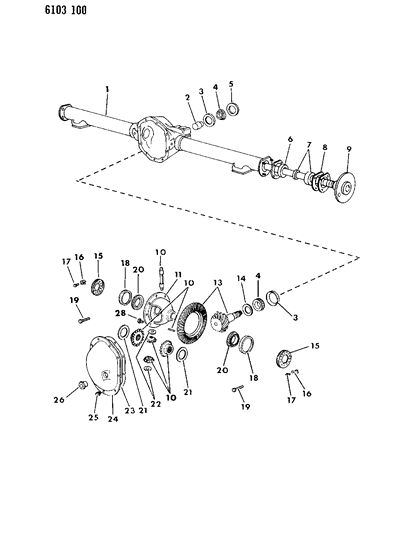 1986 Dodge Diplomat Axle, Rear, With Differential And Carrier Diagram 1