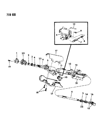 1987 Dodge Charger Column, Steering Jacket Shaft And Coupling Assy Diagram