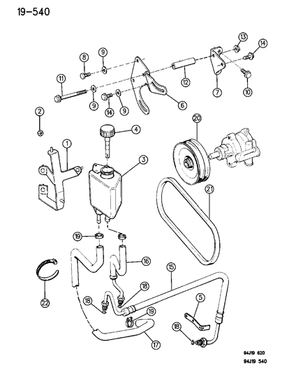 1994 Jeep Cherokee Pump Mounting - Power Steering Diagram 1