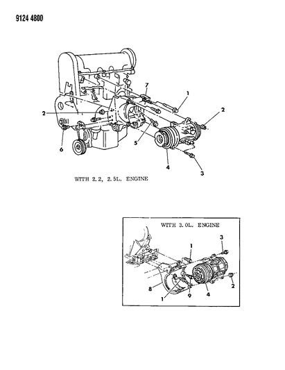 1989 Dodge Omni A/C Compressor Mounting Diagram