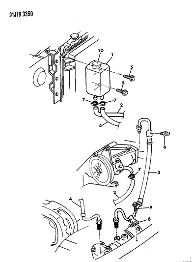 1993 Jeep Wrangler Power Steering Hoses And Reservoir Diagram