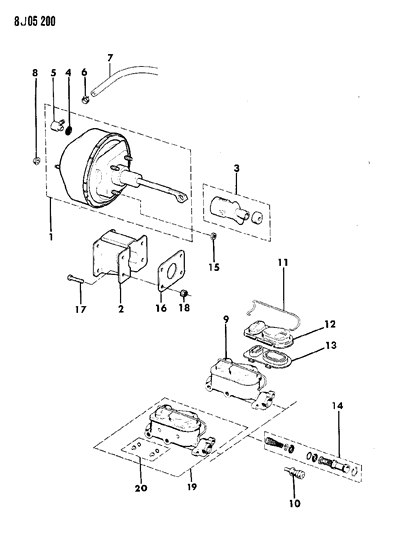 1989 Jeep Wrangler Booster & Master Cylinder Diagram