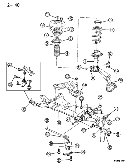 1994 Chrysler Town & Country Bar-Front Suspension SWAY ELIM Diagram for 4856130