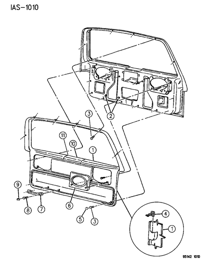 1995 Dodge Grand Caravan Grille As-Assembly - Lift Gate SPKR Diagram for AP21PF6