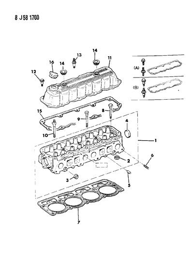 1990 Jeep Wagoneer Cylinder Head Gasket Diagram