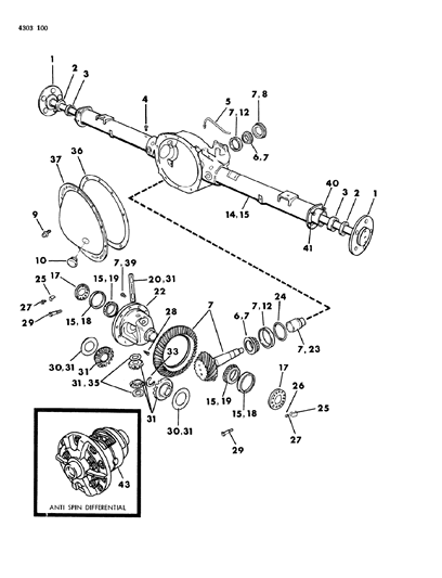 1985 Dodge D250 Axle, Rear, With Differential And Carrier Diagram 1