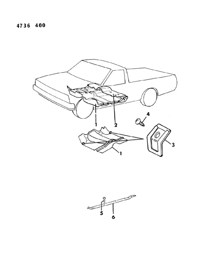 1984 Dodge Ram 50 Carpet & Scuff Plates Diagram