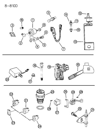 1994 Jeep Grand Cherokee Switches & Sending Units Diagram