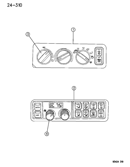 1994 Chrysler LHS Controls, Air Conditioner And Heater Diagram