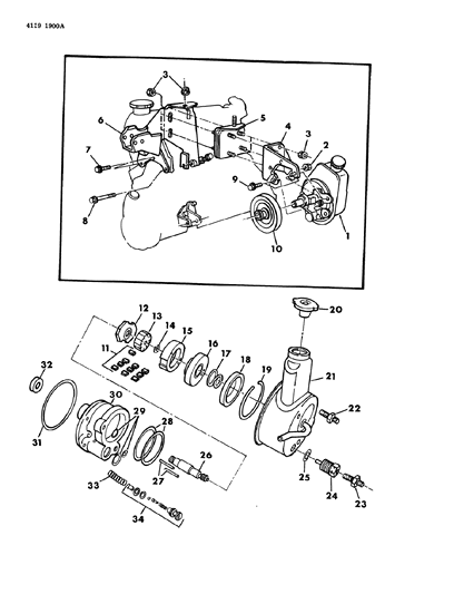 1984 Dodge Rampage Power Steering Pump & Attaching Parts Diagram 1