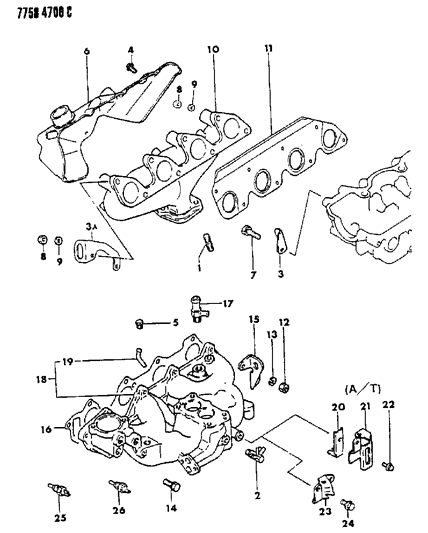1988 Dodge Ram 50 Manifold - Intake & Exhaust Diagram 2