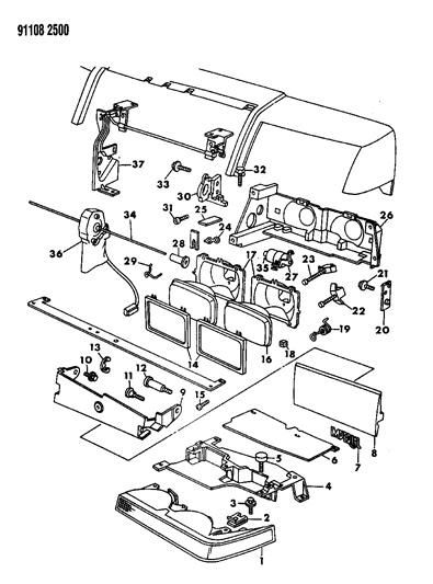 1991 Chrysler New Yorker Lamps - Front Rotating Diagram 1
