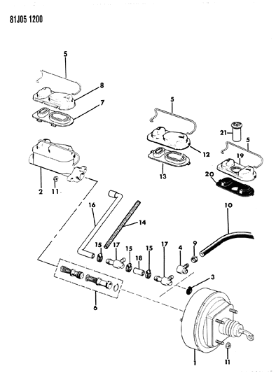 1985 Jeep Cherokee Booster & Master Cylinder Diagram 2