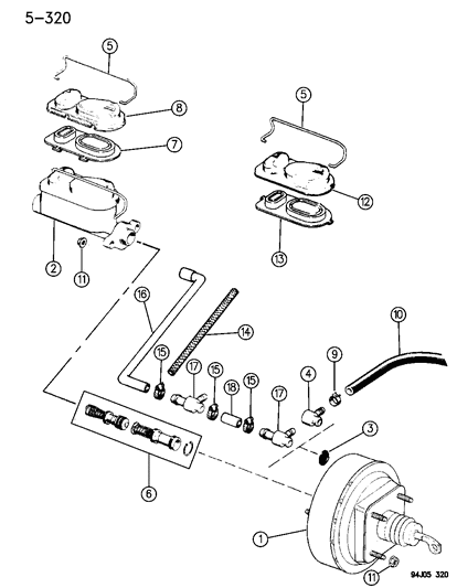 1995 Jeep Cherokee Booster & Master Cylinder Diagram