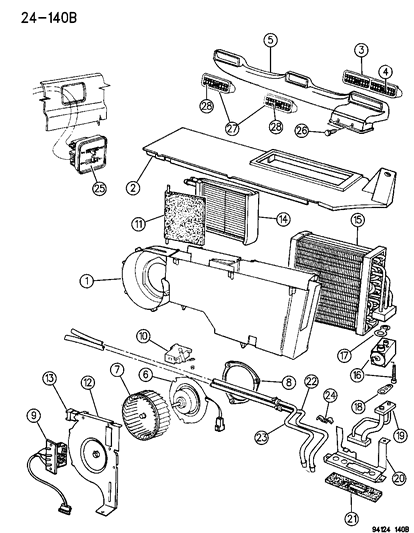 1995 Dodge Caravan Rear A/C & Heater Unit Diagram