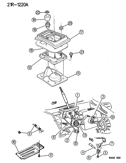 1994 Dodge Dakota Controls & Mounting, Transfer Case Diagram