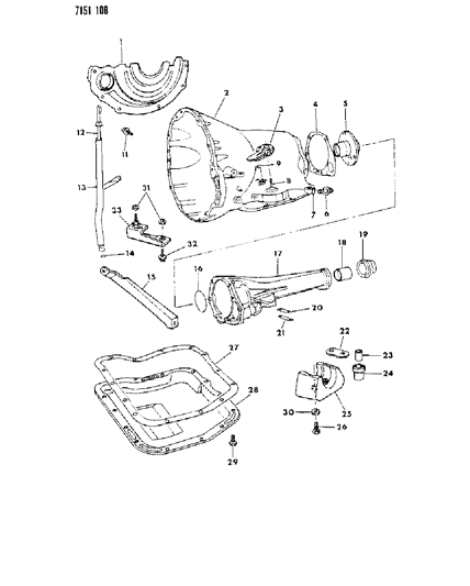 1987 Dodge Diplomat Transmission With Case & Extension Diagram