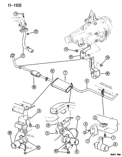 1996 Dodge Dakota Exhaust System Diagram 1
