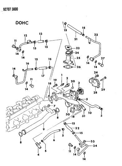1992 Dodge Stealth Housing-THERMOSTAT Diagram for MD193877
