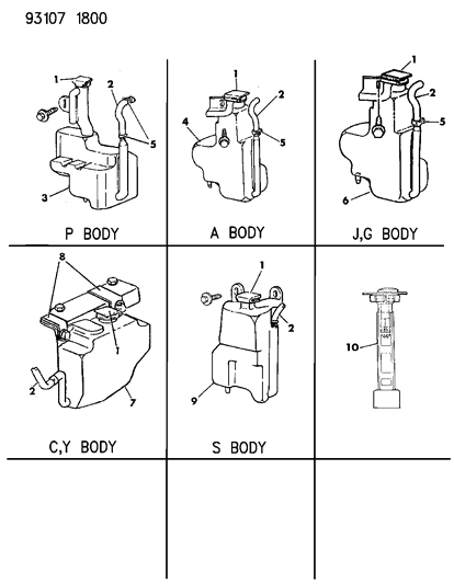 1993 Chrysler Town & Country Coolant Reserve Tank Diagram