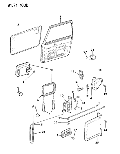 1993 Jeep Wrangler Rod-Outside Handle To Latch -LH Diagram for 55074545
