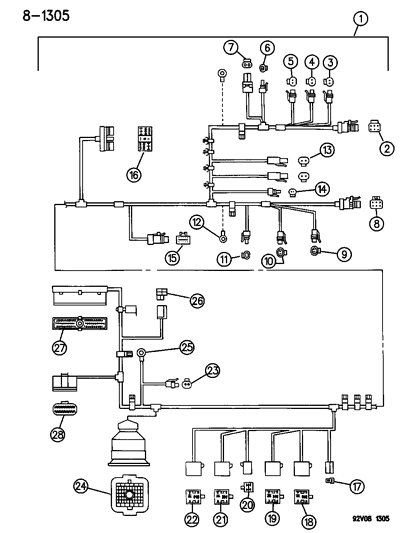 1995 Dodge Viper Wiring As-Assembly - HEADLAMP/DASH (V10) Diagram for 4763116