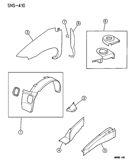 1996 Chrysler Town & Country Front Fender & Shield Diagram