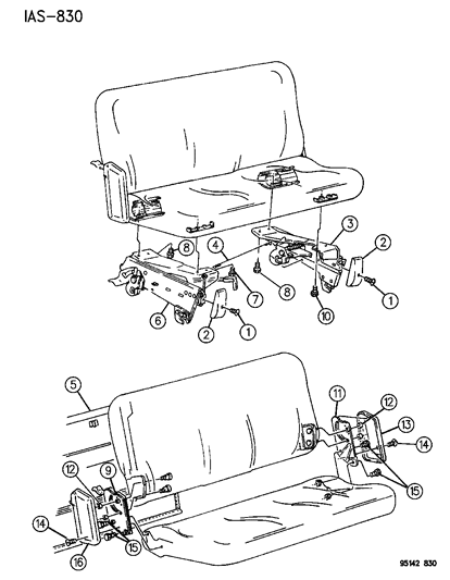 1995 Chrysler Town & Country Adjusters - Rear Seats Covers-Shields And Attaching Parts Diagram