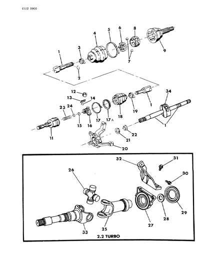 1984 Chrysler Town & Country Shaft - Front Drive Diagram 1