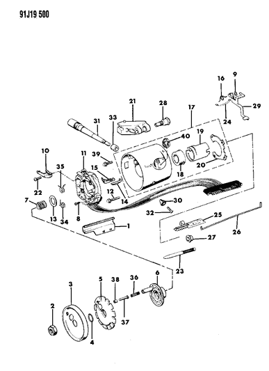 1991 Jeep Wrangler Housing - Steering Column Upper Diagram 2