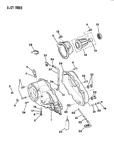 1990 Jeep Wagoneer Case, Extension & Miscellaneous Parts Diagram 2