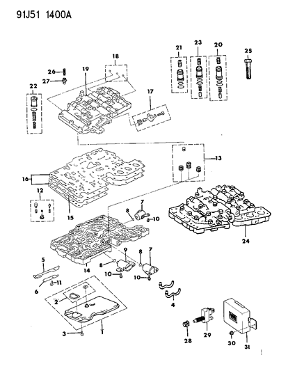 1991 Jeep Comanche Valve Body & Electronic Control Diagram