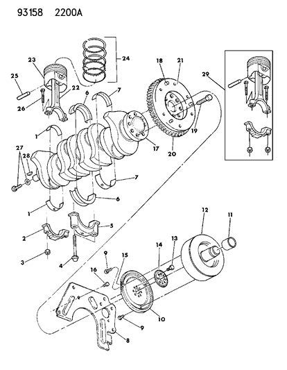 1993 Dodge Daytona Crankshaft , Pistons And Torque Converter Diagram 1