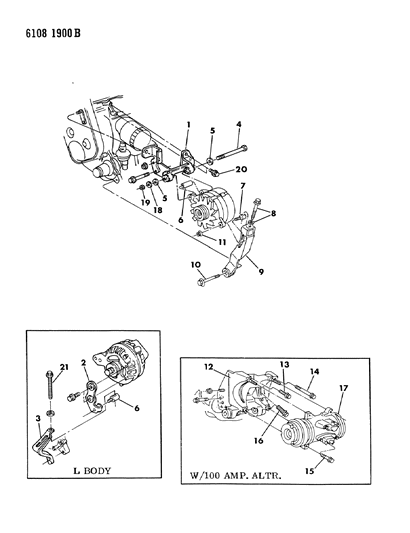 1986 Dodge Lancer Alternator & Mounting Diagram 1