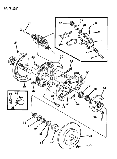 1992 Chrysler Imperial Nut-Parking Brake Adjusting Diagram for 4383539