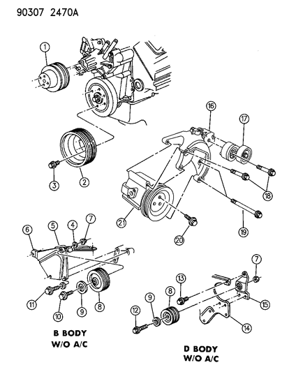 1993 Dodge W350 Drive Pulleys Diagram 2