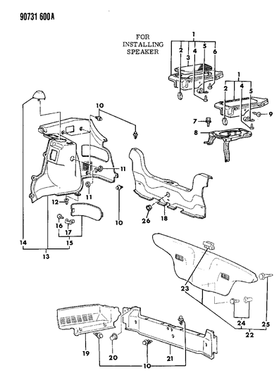 1990 Dodge Colt Lift Gate Trim Diagram