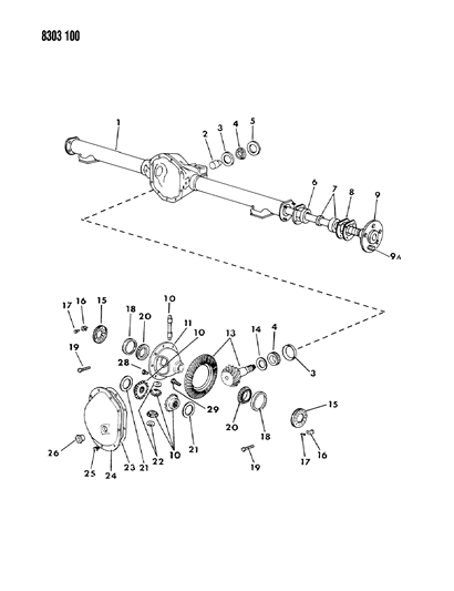 1988 Dodge Dakota Axle, Rear, With Differential And Carrier Diagram 1