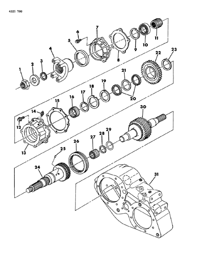 1985 Dodge W250 Case, Transfer, Shafts And Gears Diagram 2