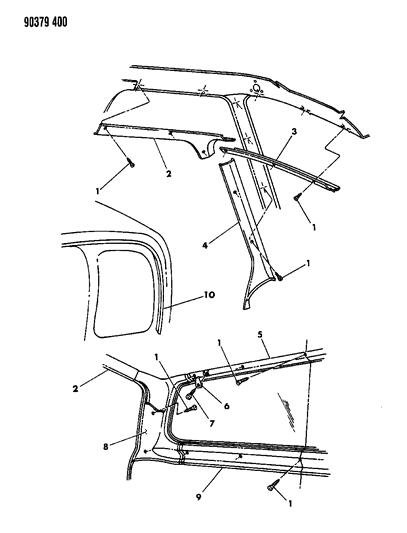 1991 Dodge D250 Panels - Trim Upper And Lower Diagram