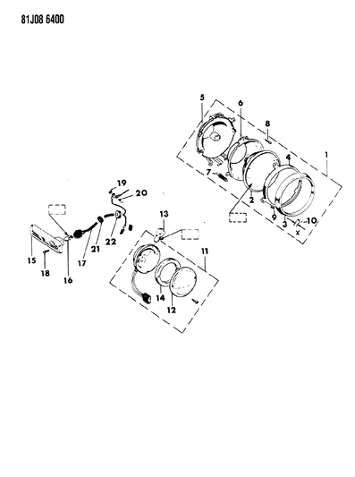 1984 Jeep Wrangler Lamps - Front Diagram
